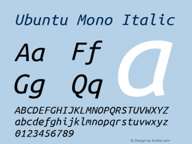 Ubuntu Mono Italic Version 0.80图片样张