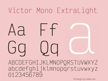 Victor Mono ExtraLight Version 1.260图片样张