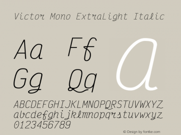 Victor Mono ExtraLight Italic Version 1.260图片样张