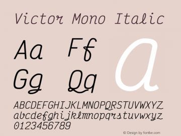 Victor Mono Italic Version 1.260图片样张