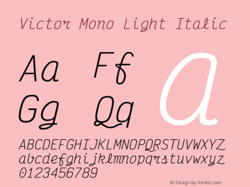 Victor Mono Light Italic Version 1.260图片样张