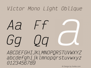 Victor Mono Light Oblique Version 1.260图片样张