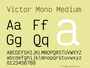 Victor Mono Medium Version 1.260 Font Sample