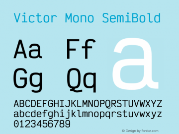 Victor Mono SemiBold Version 1.260 Font Sample