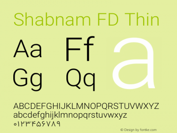 Shabnam Thin FD Version 5.0.0 Font Sample