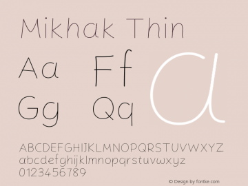 Mikhak Thin Version 2.002 Font Sample
