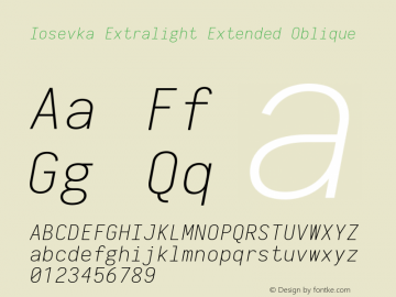 Iosevka Extralight Extended Oblique 2.3.1图片样张