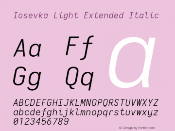 Iosevka Light Extended Italic 2.3.1 Font Sample