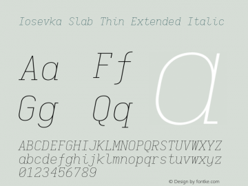 Iosevka Slab Thin Extended Italic 2.3.1 Font Sample