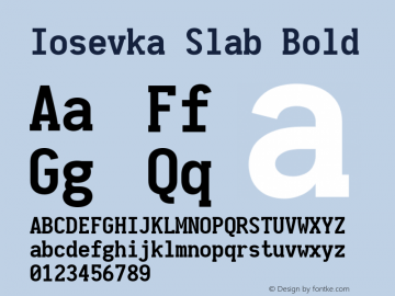 Iosevka Slab Bold 2.3.1; ttfautohint (v1.8.3) Font Sample