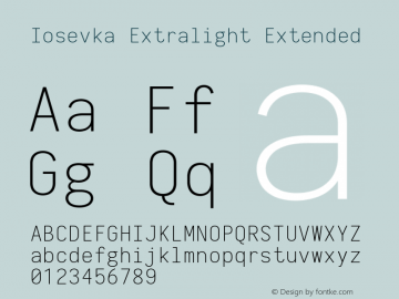Iosevka Extralight Extended 2.3.1; ttfautohint (v1.8.3)图片样张