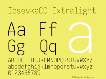 IosevkaCC Extralight 2.3.1 Font Sample