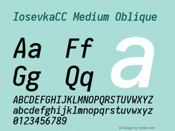 IosevkaCC Medium Oblique 2.3.1 Font Sample