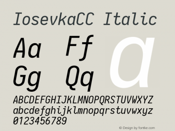 IosevkaCC Italic 2.3.1 Font Sample