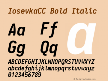 IosevkaCC Bold Italic 2.3.1 Font Sample