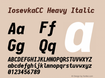 IosevkaCC Heavy Italic 2.3.1 Font Sample
