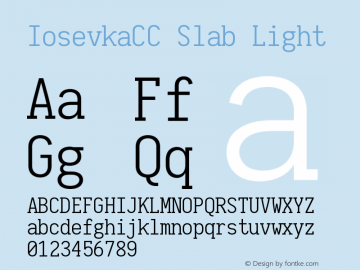 IosevkaCC Slab Light 2.3.1 Font Sample