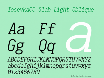 IosevkaCC Slab Light Oblique 2.3.1 Font Sample