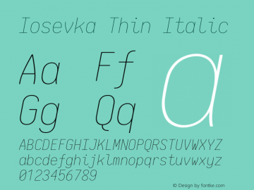 Iosevka Thin Italic 2.3.1; ttfautohint (v1.8.3)图片样张