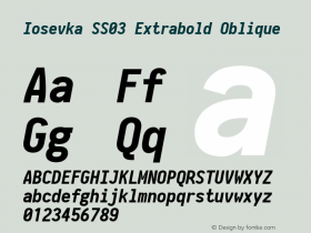 Iosevka SS03 Extrabold Oblique 2.3.1 Font Sample