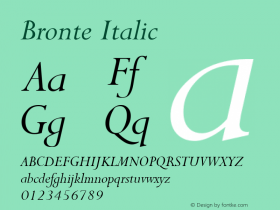 Bronte Italic Rev. 002.001 Font Sample