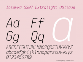 Iosevka SS07 Extralight Oblique 2.3.1 Font Sample