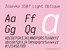 Iosevka SS07 Light Oblique 2.3.1 Font Sample