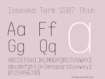 Iosevka Term SS07 Thin 2.3.1 Font Sample