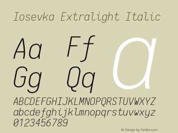 Iosevka Extralight Italic 2.3.1; ttfautohint (v1.8.3)图片样张