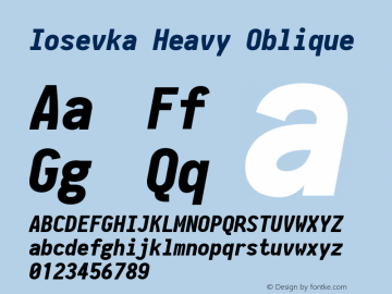 Iosevka Heavy Oblique 2.3.1; ttfautohint (v1.8.3) Font Sample