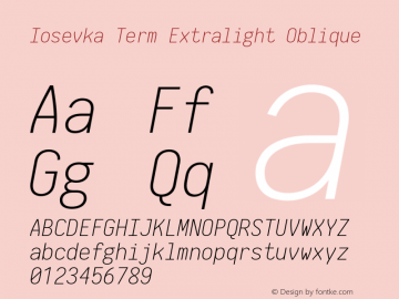 Iosevka Term Extralight Oblique 2.3.1; ttfautohint (v1.8.3)图片样张