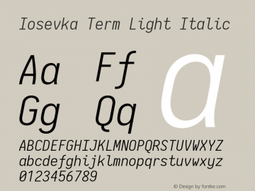 Iosevka Term Light Italic 2.3.1; ttfautohint (v1.8.3)图片样张