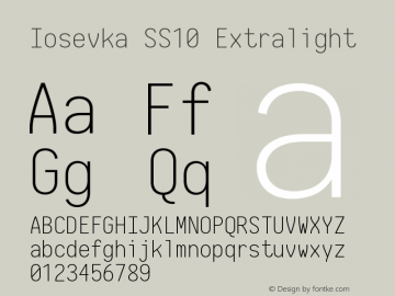 Iosevka SS10 Extralight 2.3.1 Font Sample