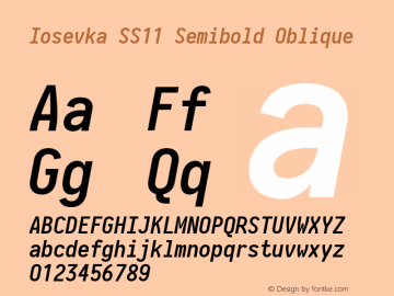 Iosevka SS11 Semibold Oblique 2.3.1 Font Sample