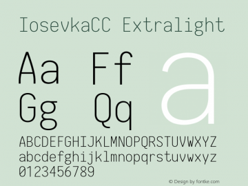 IosevkaCC Extralight 2.3.1; ttfautohint (v1.8.3) Font Sample