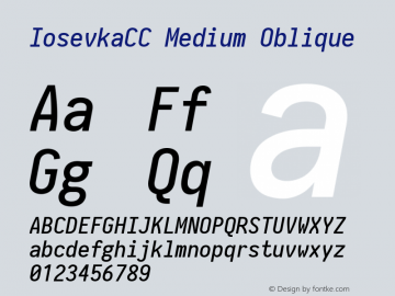 IosevkaCC Medium Oblique 2.3.1; ttfautohint (v1.8.3) Font Sample