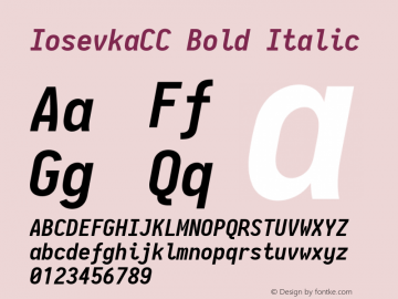 IosevkaCC Bold Italic 2.3.1; ttfautohint (v1.8.3) Font Sample