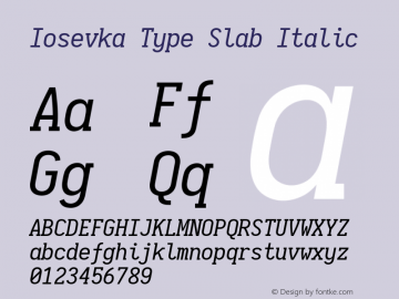 Iosevka Type Slab Italic 2.3.1; ttfautohint (v1.8.3)图片样张