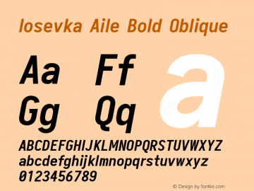 Iosevka Aile Bold Oblique 2.3.1; ttfautohint (v1.8.3) Font Sample