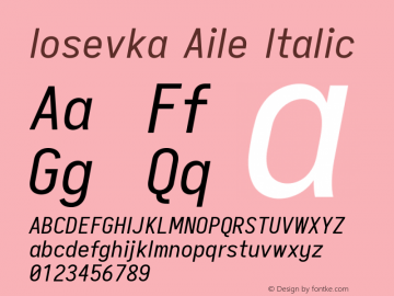 Iosevka Aile Italic 2.3.1; ttfautohint (v1.8.3) Font Sample