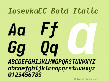 IosevkaCC Bold Italic 2.3.1; ttfautohint (v1.8.3) Font Sample
