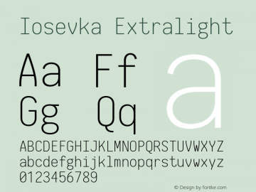 Iosevka Extralight 2.3.1; ttfautohint (v1.8.3) Font Sample