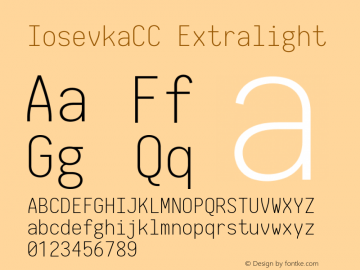 IosevkaCC Extralight 2.3.1; ttfautohint (v1.8.3) Font Sample