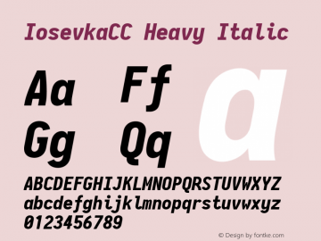 IosevkaCC Heavy Italic 2.3.1; ttfautohint (v1.8.3) Font Sample