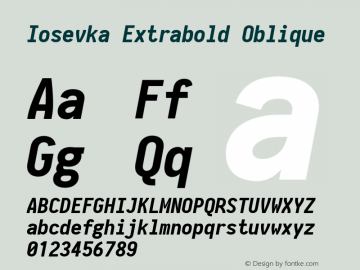 Iosevka Extrabold Oblique 2.3.1; ttfautohint (v1.8.3)图片样张