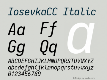 IosevkaCC Italic 2.3.1; ttfautohint (v1.8.3) Font Sample