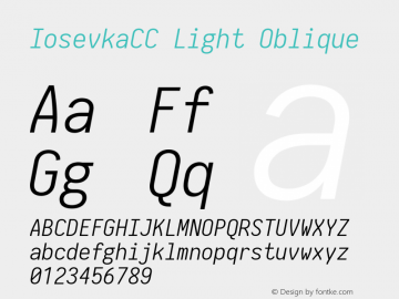 IosevkaCC Light Oblique 2.3.1; ttfautohint (v1.8.3) Font Sample