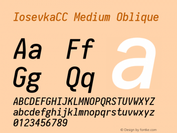 IosevkaCC Medium Oblique 2.3.1; ttfautohint (v1.8.3) Font Sample