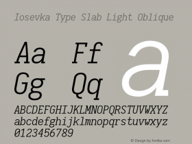 Iosevka Type Slab Light Oblique 2.3.1; ttfautohint (v1.8.3)图片样张