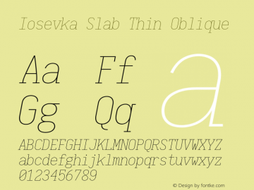 Iosevka Slab Thin Oblique 2.3.1; ttfautohint (v1.8.3)图片样张